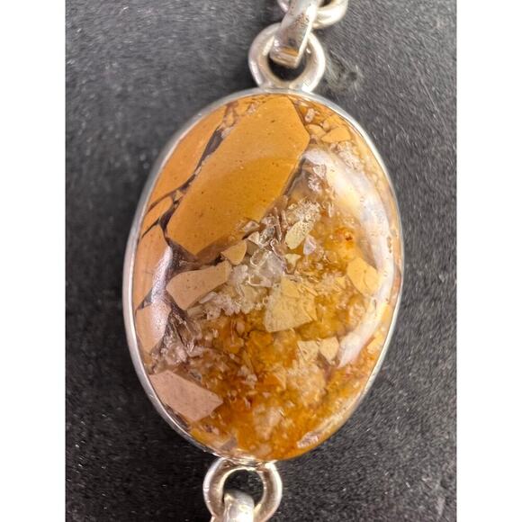 NEW Brecciated mookaite jasper sterling silver link bracelet - Picture 14 of 16